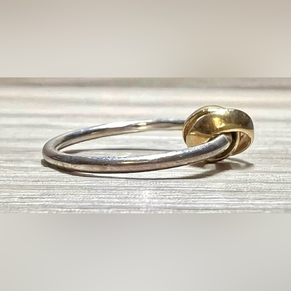 Designer Trollbeads “Neverending” Sterling Silver & 18K Gold Band Ring, Size 5.5 - Picture 5 of 10